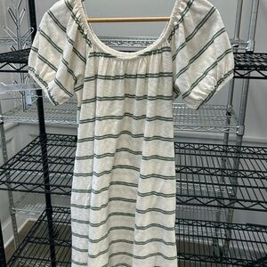 American Eagle Outfitters Cream and Green Striped Top
